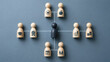 © mcjanuald - Holistic employee welfare ecosystem showing interconnected wooden figures representing diverse workplace benefits and career development