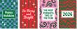 © sharminakter - Festive holiday card set, happy holidays be merry wonderful time 2026 typography design vector artwork