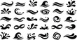 © Shafi Ullah - Water splash ocean wave silhouette set vector graphic for liquid drop swirl burst and sea surf icon design
