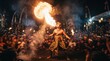 © rasdiana - Traditional Fire Breather Performing Live Fire Show at Night Cultural Festival