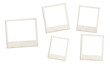 © riazul - Five aged vintage polaroid frames arranged on transparent background for photo collage.