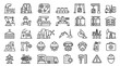 © Mecklenburglaan - Business focus and goal achievement line icons, 35 professional strategy and productivity vector symbols, minimalist target and vision icon set