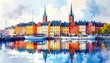 © Juri_Tichonow - Colorful waterfront with historic buildings and boats in Stockholm reflecting Scandinavian charm summer holiday mood and northern European lifestyle
