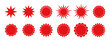 © SHAMIMA - Set of red starburst and sunburst shapes, sale badges, and sticker icons