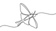 © rita - Minimalist butterfly line art on white background.