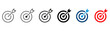 © PrimeVisuals - Target icon with arrow in center symbolizing goal, focus, and precision. Bullseye pictogram for success, achievement, strategy, direction, planning, performance, and business objectives.