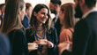 © Nuchylee - Business people networking conference coffee conversation Smiling business people networking during conference coffee break