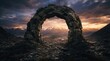 © FryArt - Natural stone arch in mountainous landscape at sunset