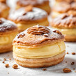 © Pixel-Shot - Sweet pastry with creamy filling and powdered sugar, delicious dessert for celebration and indulgence
