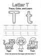 © Nazar - Educational Letter T Tracing, Writing, and Coloring Worksheet for Kids
