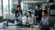 © Gita - Diverse professionals discussing an artificial intelligence strategy using a futuristic digital interface during a business meeting in a modern office.