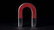 © Good - Red and silver horseshoe magnet on dark background with horseshoe attraction magnetic isolated industry innovation research experiment laboratory