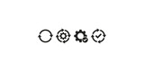 Industrial process workflow icons set featuring gear wheels rotation arrows and checkmark symbols for automation cycle optimization isolated on transparent background for management.