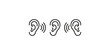 © Png World Collection - Three stylized human ear icons with sound wave symbols indicating hearing listening or audio perception isolated on transparent background vector line art for medical communication.