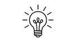 © Raju - Minimalist light bulb icon on white background, glowing lightbulb line art for creative ideas, simple black and white light bulb symbol for innovation