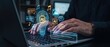 © LUCKYSTUDIO - Close up of hands typing on a laptop featuring ai related icons and graphics that represent digital transformation creativity and the future of technology.