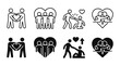 © Design Gallary - Set of line and solid love and relationship concept icons with relationship friendship kindness humanity together