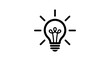 © Muhammad Waqar - Minimalist light bulb icon representing creative ideas, glowing electric lamp symbol for innovation, black line art lightbulb for business inspiration isolated PNG with Transparent Background