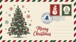 © UmerDraz - Vintage style christmas postcard design with ornaments decorative postage holiday postcard with illustration