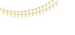 © D Studio - Glowing yellow string lights hanging on black wire against white background with arrangements illuminated yellow wires against clean three arrangements