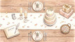 © VICHIZH - Colored Pencil Overhead Wedding Invitation Suite with Botanical Details