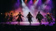 © Apri - Dynamic Stage Performance with Dancers in Theatrical Costumes Under Colorful Spotlights.