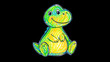 © FairValue Stock - Cute cartoon dinosaur sitting and smiling hand-drawn crayon illustration loose sketchy outlines