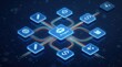 © Funster - Connected nodes on a futuristic digital technology interface representing an AI agent automation workflow.