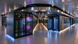 © Tanu - Data center with server racks and colorful lights in a modern facility