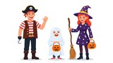Family dressed in halloween costumes