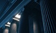 © Ricky - Ornate classical columns cast long shadows under dramatic lighting