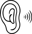© Ms - Human ear icon representing listening sound waves for hearing and audio perception symbol concept.