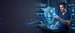 © spyrakot - Healthcare professional managing cybersecurity for telemedicine on digital interface