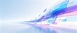 © TommyNa - Futuristic transparent glass panels flowing through blue and purple digital space, abstract technology background for innovation and business presentation