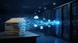 © Nuttawut - Data Transformation: A stack of physical files is transforming into digital data streams, flowing into a modern server rack, symbolizing the transition from analog to digital information systems.