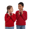 © Pixel-Shot - Little students with apples on white background