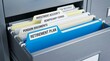 © Aurora frame - Retirement plan and pension documents organized in filing cabinet for financial planning with retirement planning documents business investment paperwork security management corporate