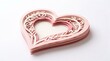 © Sri - Layered pink and white paper cutout heart shape on a white background for Valentine's Day and romance themes