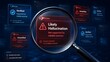 © KING - Magnifying glass examining AI answers, highlighting the critical difference between verified facts and likely hallucinations, emphasizing data reliability and truth.