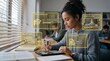 © Myimages - Ai online learning platform for digital education, student using tablet at home, intelligent elearning system with course assessment analytics certification and training for skill development