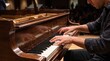 © Segati - Pianist playing a grand piano in a concert hall with audience blurred in background