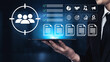 © InfiniteFlow - A businessman holds a tablet showcasing various analytics and target audience visuals, symbolizing data-driven decision-making in a modern corporate landscape. Ledger