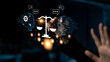 © InfiniteFlow - AI in law and the future of the legal justice system. A concept of AI assisting in legal debate, analysis, and decision making. Motif