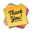 © FARDINAHMED - Sticky notes display a handwritten thank you message on colorful paper.