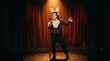 © mh - Magician Performing Illusion on Stage with Rabbit Costume.