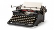 © Muhammad - Vintage black typewriter with blank paper, antique manual writing machine on white background, retro journalism and literature equipment