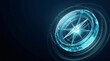 © Tabinda - Glowing digital compass illustration representing navigation direction and global positioning technology with navigation direction orientation hologram technology