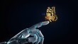 © シャキルスタジオ - Close-up of a Robotic Hand with a Vibrant Butterfly Perched on its Finger, Symbolizing Nature and Advanced Artificial Intelligence