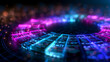 © BlackBridge Media - Abstract Futuristic Big Data Visualization with Glowing Neon Interface