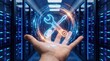 © Gibster - Technical maintenance concept with glowing wrench and screwdriver icons floating above hand in data center for workflow optimization and safety